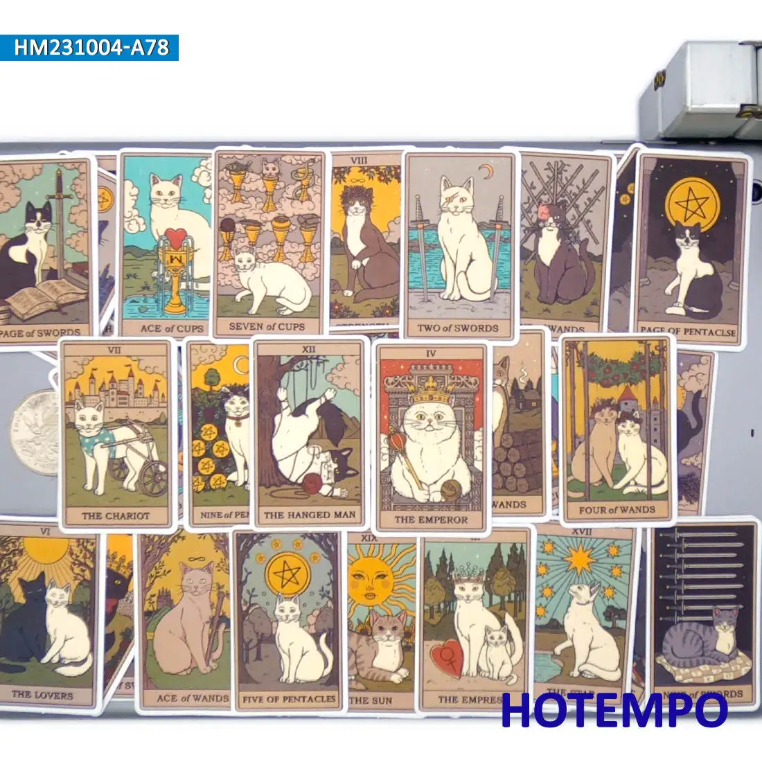 20/30/50/78 piezas, Estilo lindo de gatos, Tarot Dibujos animados divertidos, Pegatinas para animales, para niños, álbum de recortes, equipaje,