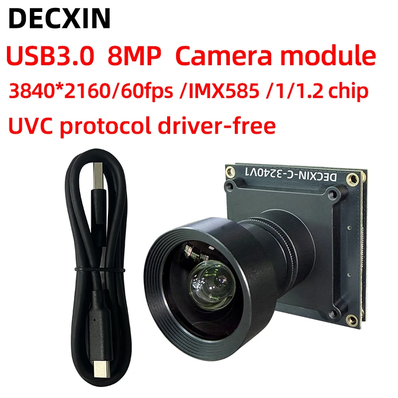 IMX585 8MP USB3.0 HD Camera 4K/60fps Module 1/1.2 Inch 38x38mm UVC Protocol for PC