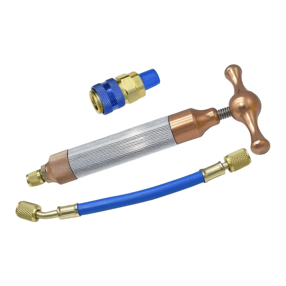 1Pc Aluminum Alloy AC Oil Injector Tool With Needle Valve For Automotive Air Condition System Dye Leak Detection Hand Tool Set
