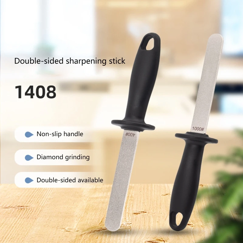 Doubled-sided Diamond Knife Sharpener File For Garden Tools 400# Grit Abrasive