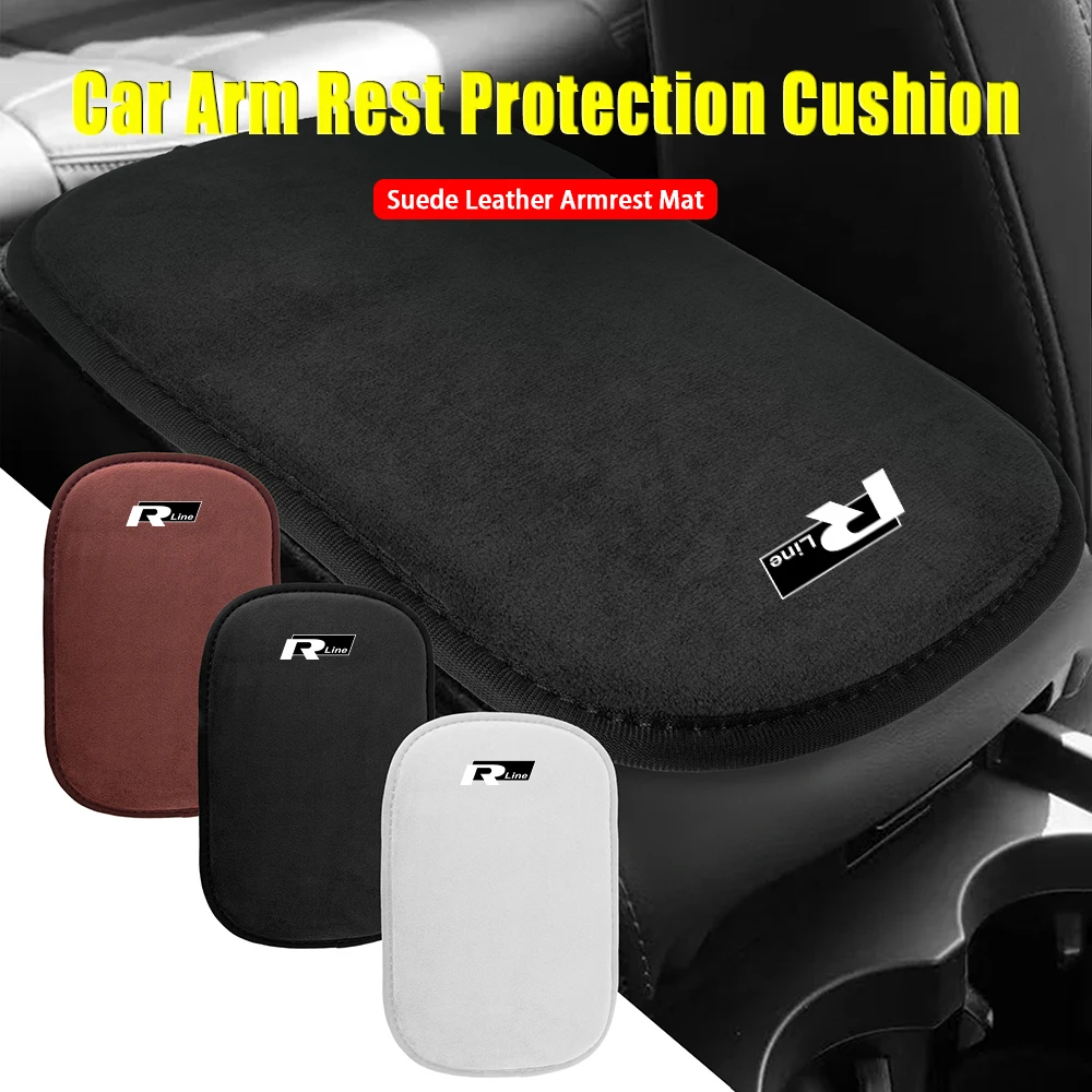 For Volkswagen Rline Golf 7 Passat VW Polo Tiguan Auto Interior Accessories Durable Armrest Cushion Car Armrest Soft Pad Fur Mat