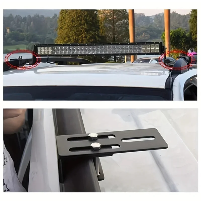 2Pc Universal Led Light Bar Roof Rack Mount Bracket No-Drill Installation For Suvs & Off-Road Vehicles