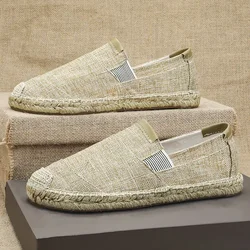 Fashion Espadrilles Shoes for Men Vintage Style Anti-Slip Casual Shoes 2025 Spring Hot Sale Men's Sneakers Flats Linen Male Shoe
