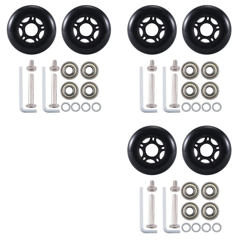 RABIT AS59~ 75Mmx 24Mm Luggage Suitcase Replacement Wheels , PU Swivel Caster Wheels Bearings Repair Kits, A Set Of 6