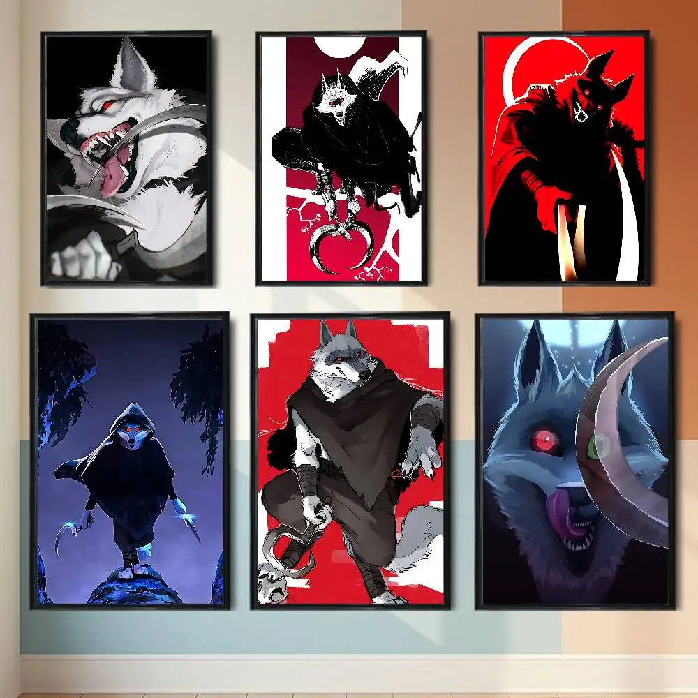Double sickle anart furry Death Wolf Poster Prints Wall Art Picture Painting Gift Living Room Restaurant Bar Large Dec Sticker
