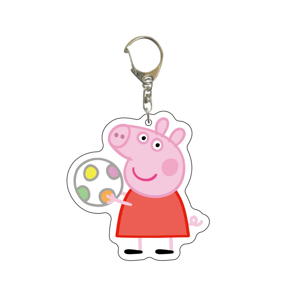 Peppa Pig Action Doll Toy George Susi and Friend Cartoon Acrylic Keychain Keyring Pendant Decorative Doll Toy kids Birthday Gift