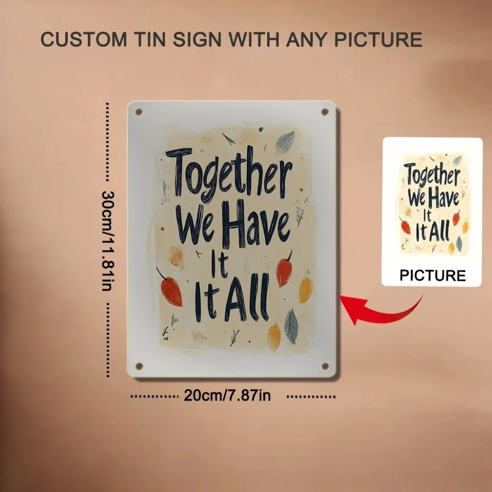 8×12Inch Customizable Rustic Distressed Metal Plaque Personalized Custom Image Text Waterproof Sturdy Pub Kitchen Garage Wall De