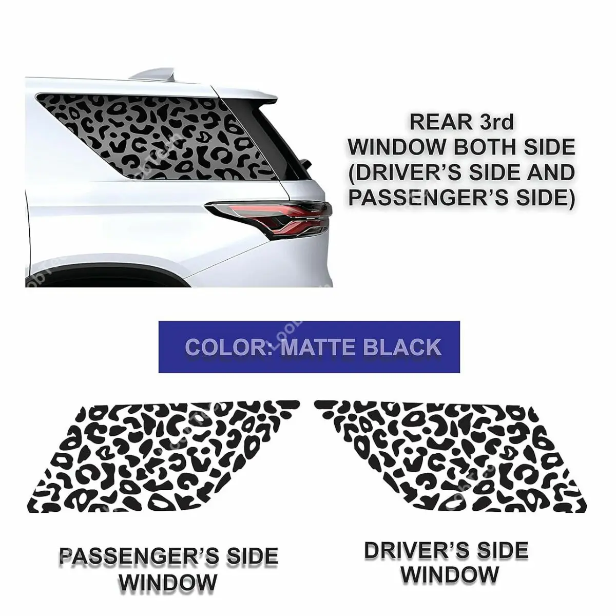Pre-cut Leopard Cheetah Print Window Decals For Chevy Traverse 2018-2023 2Pcs Matte Black Window Trim Stickers