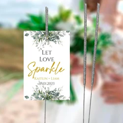 50pcs Sparkler Tags Wedding, Custom Wedding Tag, Calligraphy Minimalist and Greenery Foliage Wedding Sparkler Label
