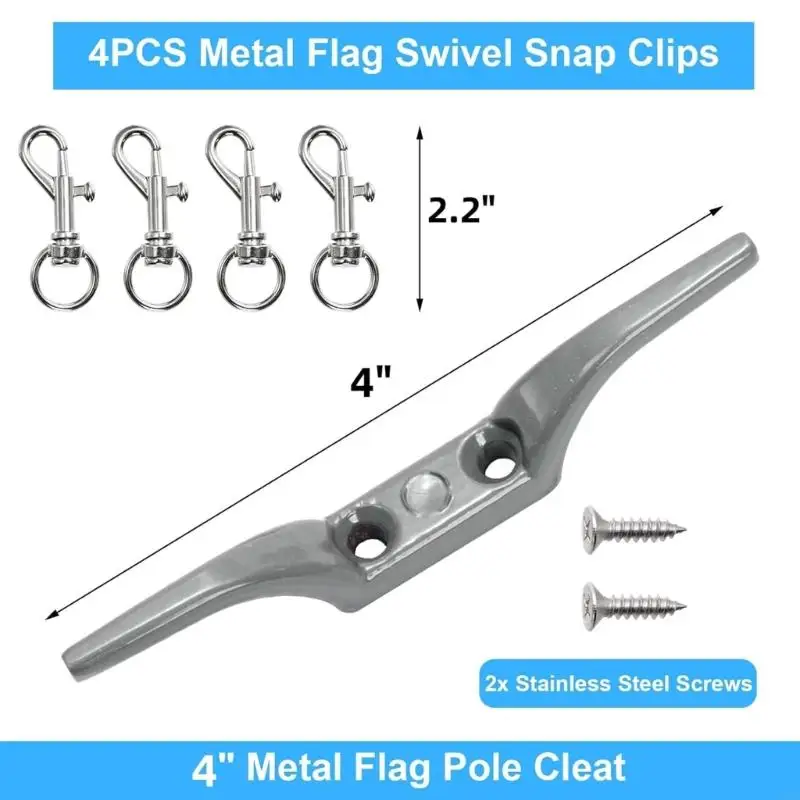 Flagpole Hardware Repair Part Set 55FT Halyard Rope 6inch Falcon 4pcs Rotation C5AD
