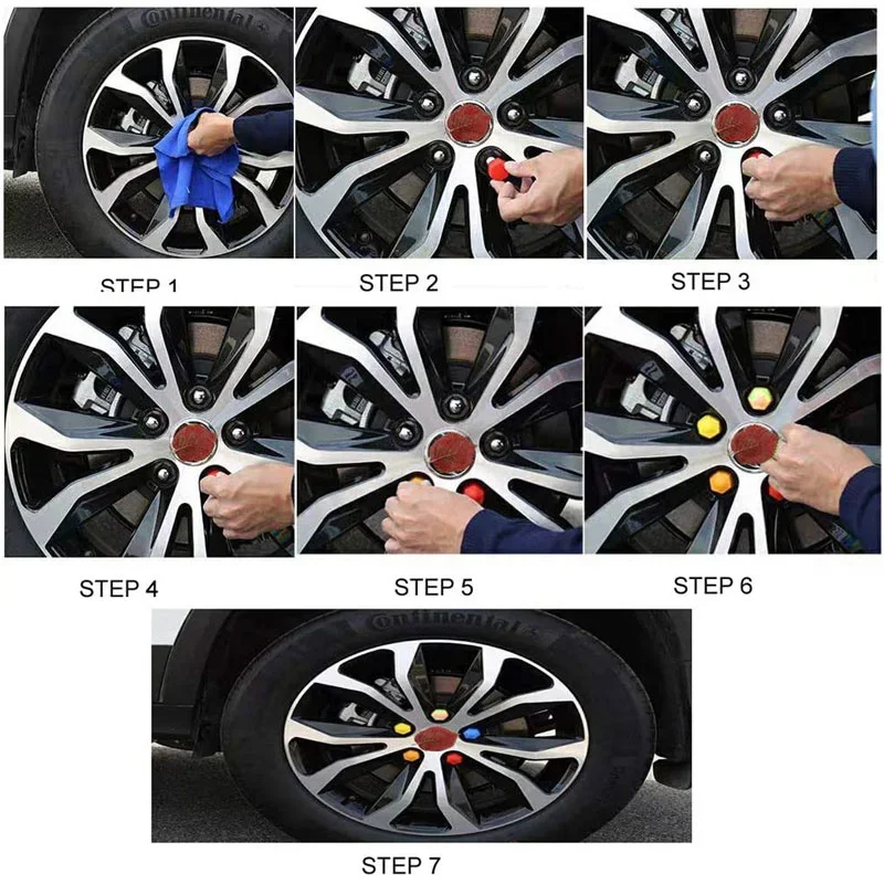 20 Pcs Car Wheel Nut Caps 17mm/19mm/21mm Auto Hub Screw Cover Black Plastic Anti Dust Car Wheel Nut Bolt Covers Tire Accessories