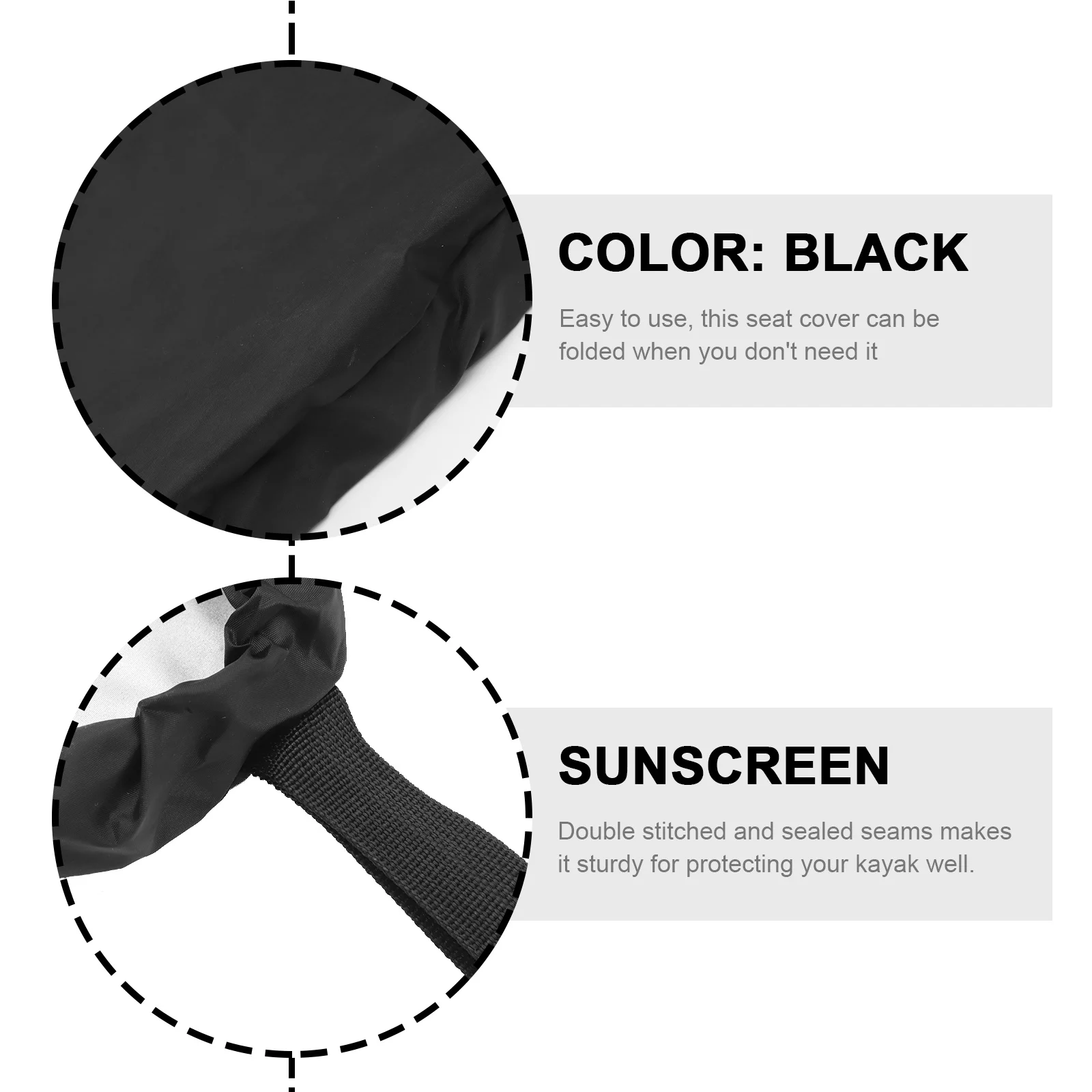 

Silver Coated Kayak Cover Size M Black Tear Resistant Polyester Seat Protector Waterproof Keeps Dirt Rain Bugs