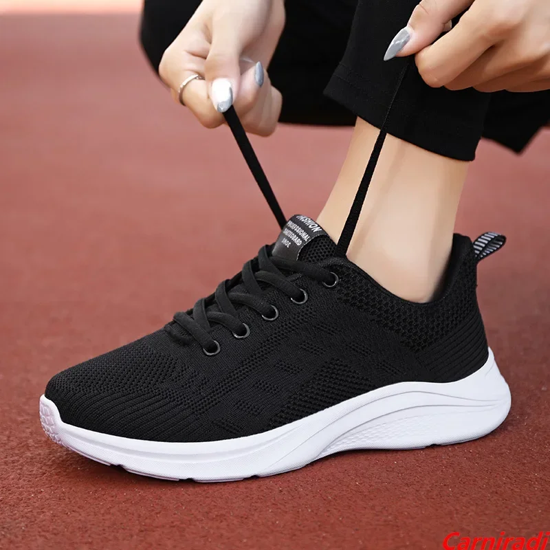 Lightweight Flying Weave Breathable Running Shoes Women Outdoor Sport Baskets Casual Sneakers Ladies Non-slip Flat Jogging Shoes