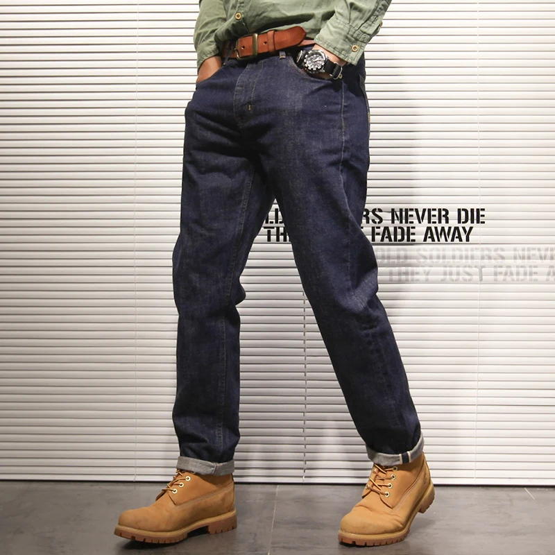 

Retro denim primary color fashion jeans men's heavy spring and autumn wash straight leg all match casual pants