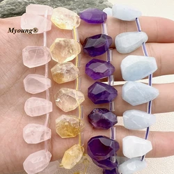 Top Drilled Exquisite Faceted Natural Crystal Rose Quartzs Amethysts Citrines Aquamarines Charm Loose Beads For DIY Jewelry