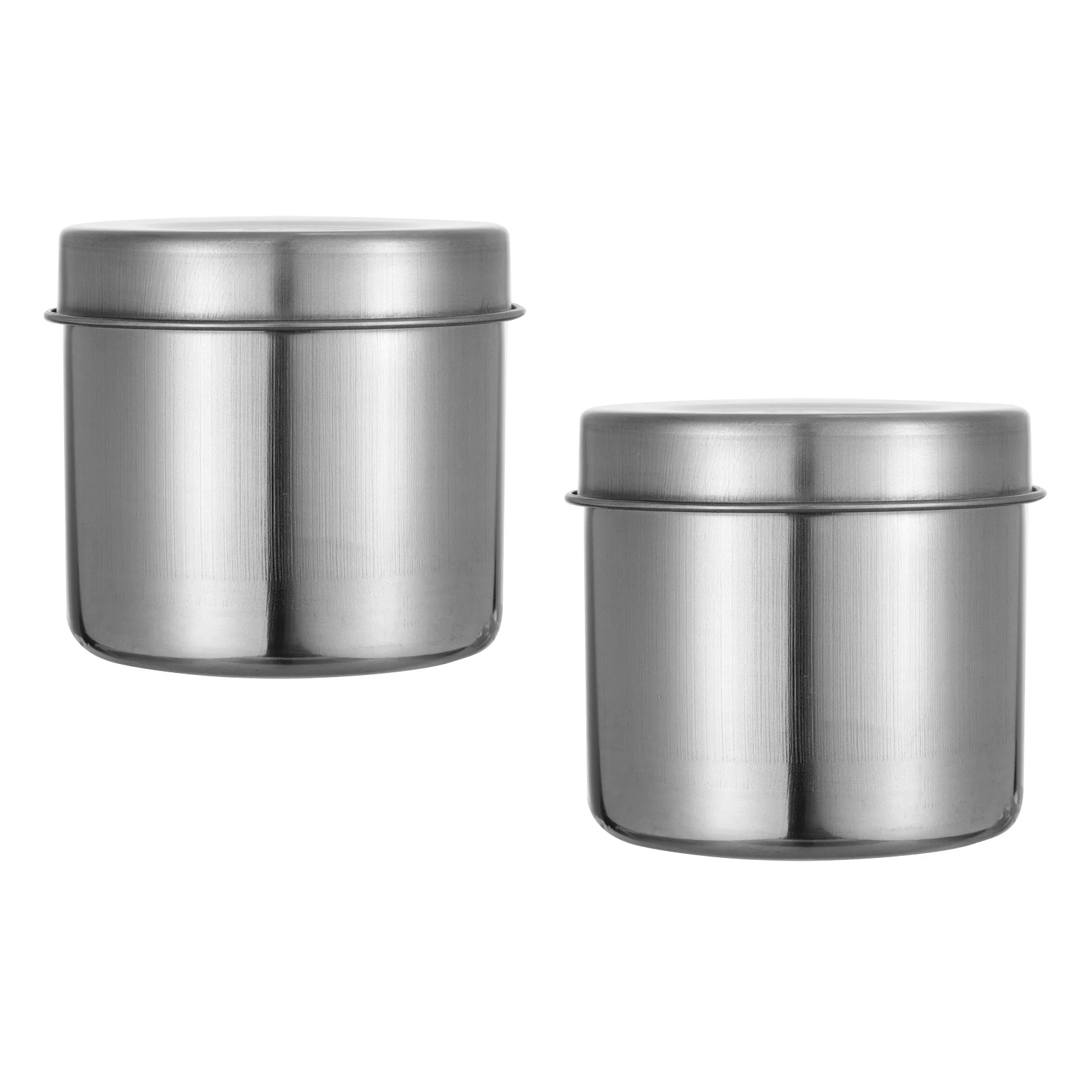 

2Pcs Household Storage Can Stainless Steel Tight Seal Container for Medicine Ointment Alcohol Portable Easy Clean Organizer