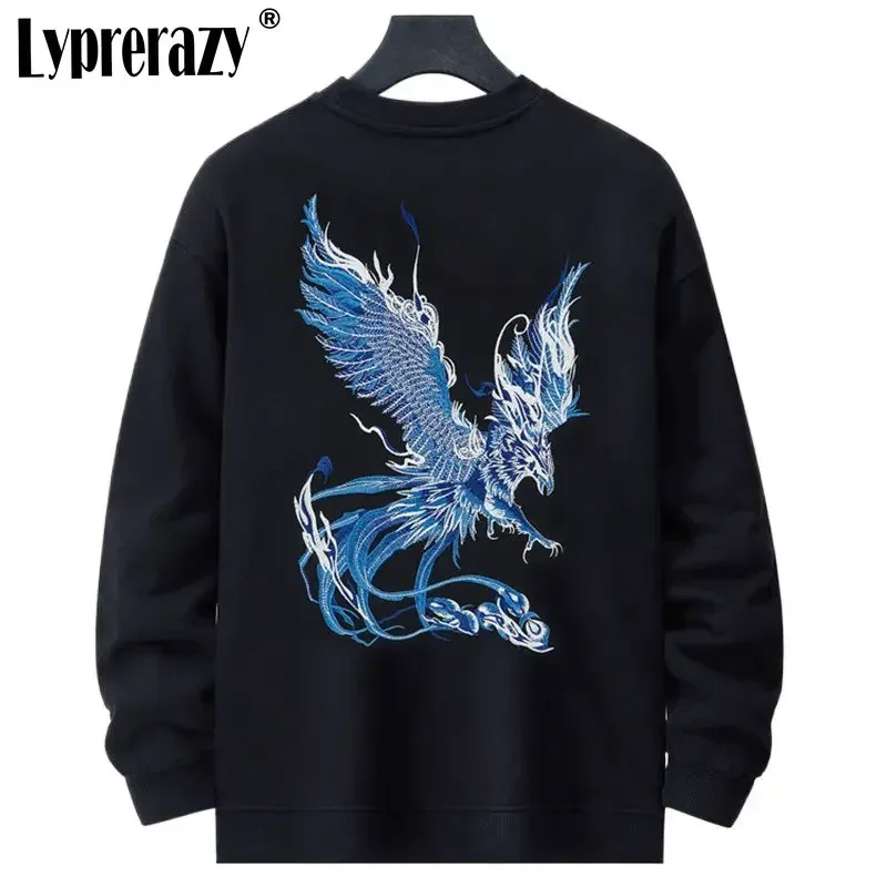 

Худи Lyprerazy в стиле National Tide с вышивкой, китайский стиль, хлопковые свободные повседневные пуловеры с круглым вырезом, свитшоты