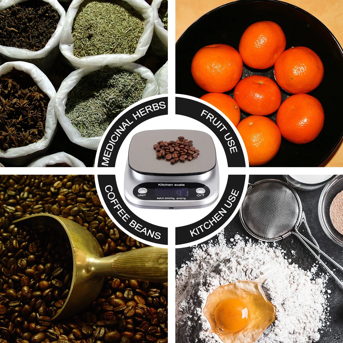 

1pc 3Kg 0.1G Stainless Steel Rechargeable Kitchen Scale Digital Lcd Display Pocket Food Scale Lightweight Portable Precision