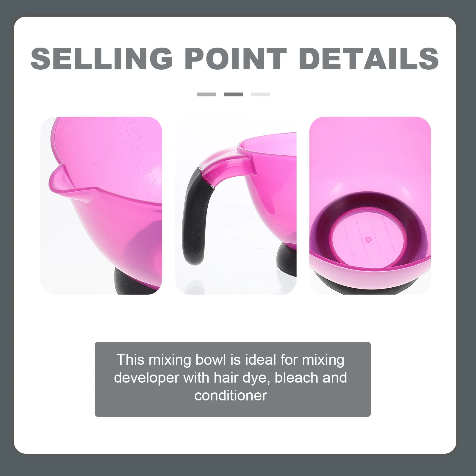 3Pcs Hair Dye Bowls Thickened Handle Sturdy Plastic Mixing Bowls for Salon Hair Color Tinting Supplies Hairdressing Dyeing Bowl - Image 2