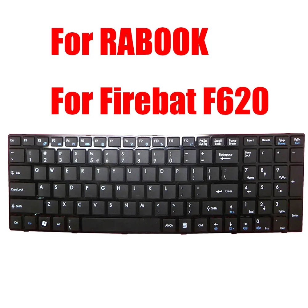 

Английская американская клавиатура для ноутбука RABOOK для Firebat F620, черная с рамкой