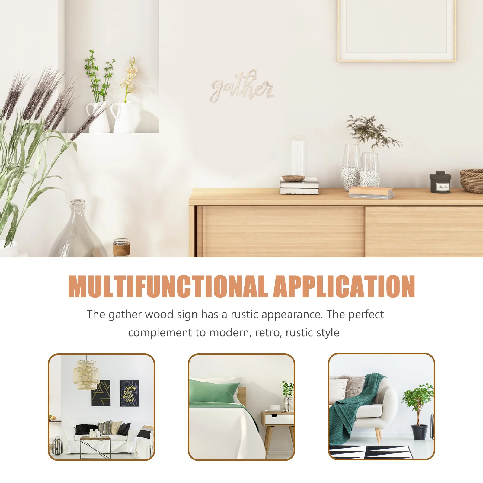 

Rustic Wooden Gather Sign Wall Art Home Decoration Resistance Smooth Edges Longtime Use Wood Gather Sign