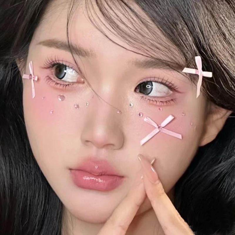 3D الوجه كريستال الماس ملصقات حجر الراين الشريط القوس DIY سباركلي عيون الوجه ماكياج ملصق المؤقتة الوشم ملصق ماكياج أداة