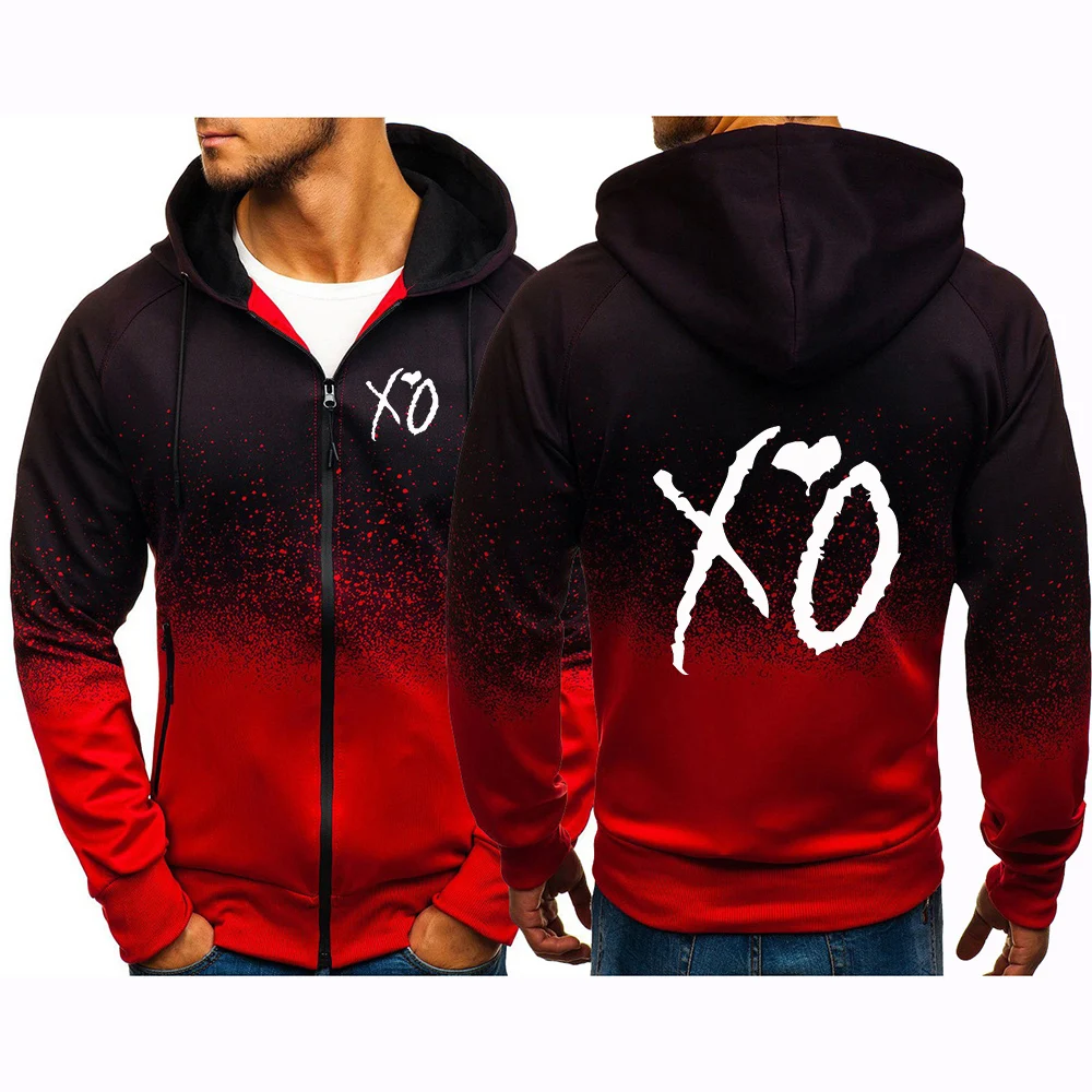 XO The Weeknd men's gradient-colored coat is suitable for spring and autumn and is by its avant-garde style hoodies jacket