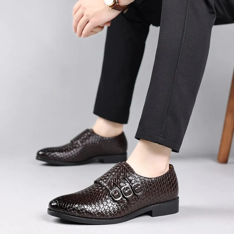 Formal Business Dress Shoes for Men Classic Casual  Luxury Formal Derby Party Oxford Men Footwear Knit Men's Leather