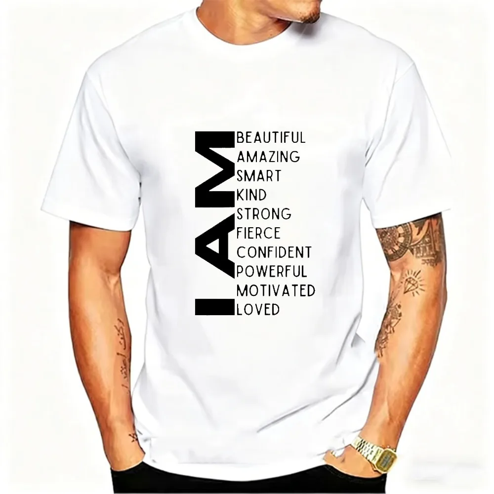 Trending I Am Shirts for Women Empowering Quotes T-Shirt Inspirational Motivation Tee Tops Cotton Comfortable Shirts Men's Tees