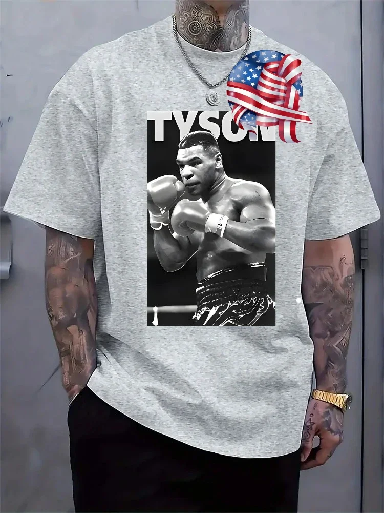 Tyson Boxing pattern cotton printed T-shirt-casual short-sleeved round neck T-shirt.
