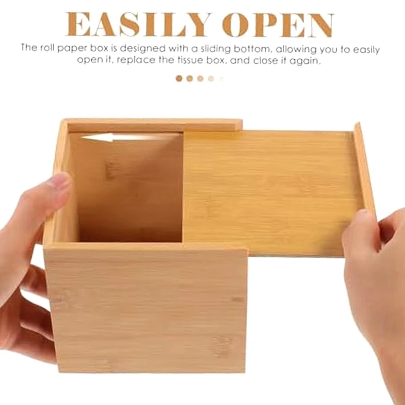 กล่องกระดาษทิชชู่ทรงสี่เหลี่ยมทำจากไม้แบบม้วนที่ใส่กระดาษชำระที่ใส่ผ้าขนหนูกระดาษไม้