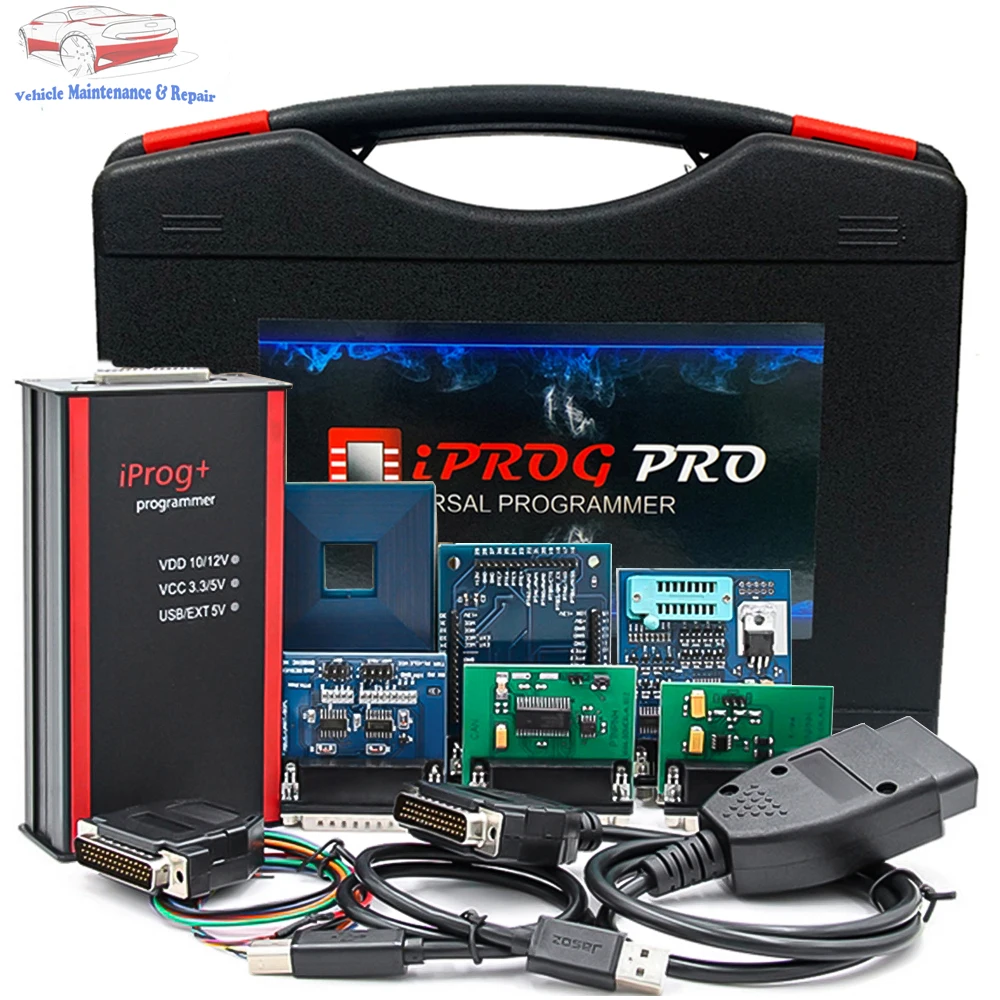 IPROG Pro V87 Full Set ECU Programmer Iprog+ Eeprom Airbag IMMO Car Radio Reset Dashboard Kilometer Auto ECU Key Programmer Tool