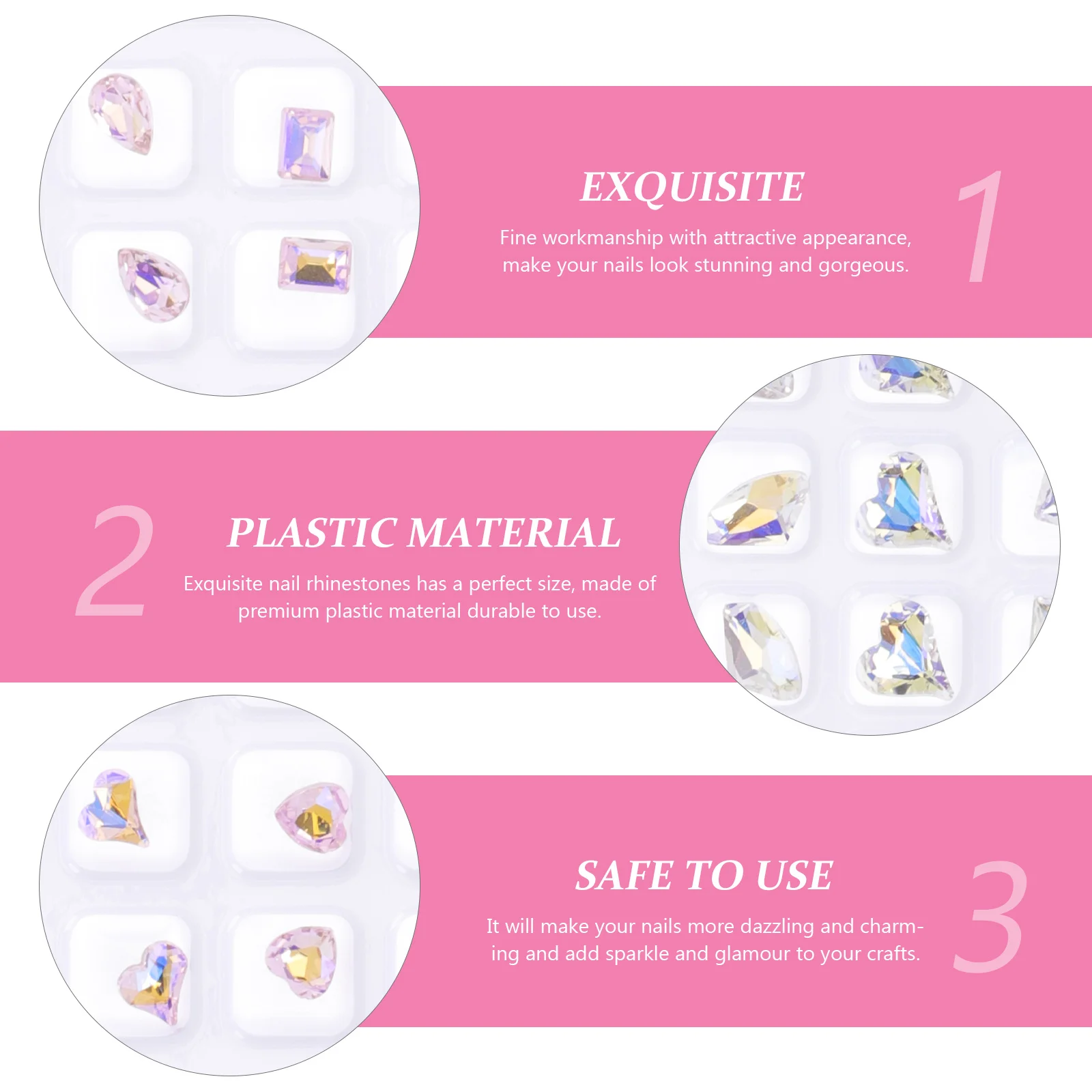 

40Pcs Dazzling Plastic Rhinestones Set Perfect Cut Surface Nail Art Charms for DIY Manicure Glitter Craft Decoration Supplies