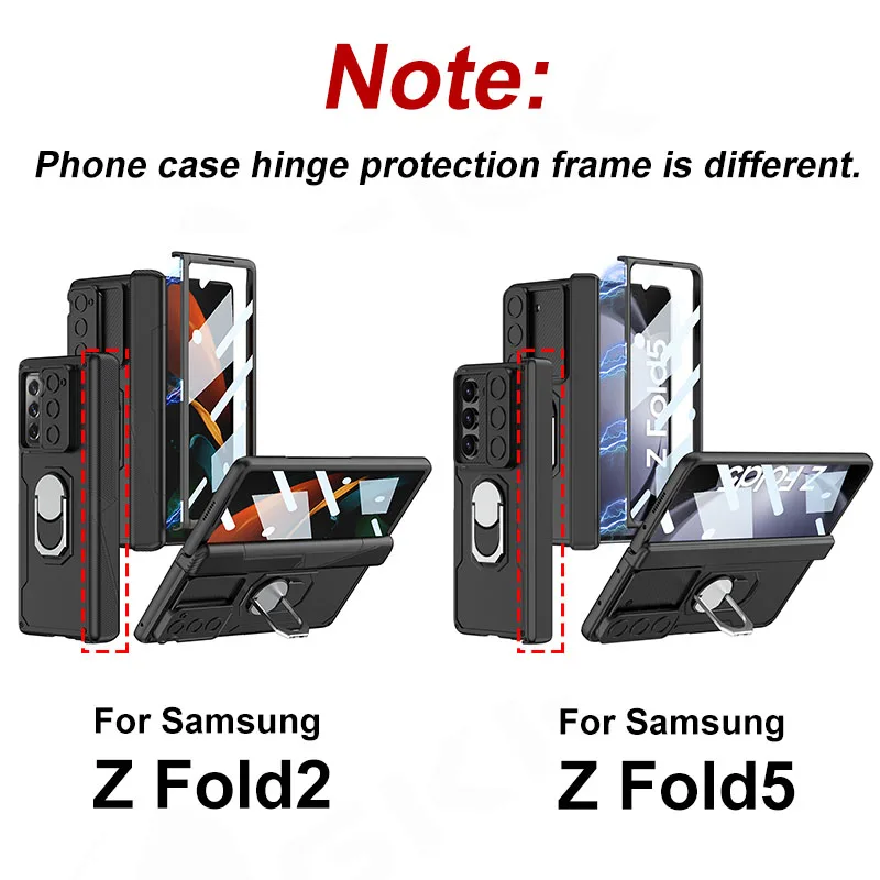 Magnetic Hinge Slide Lens Case For Samsung Galaxy Z Fold 2 Outer Glass Protective Ring Holder Hard Cover For Galaxy Z Fold5 Case