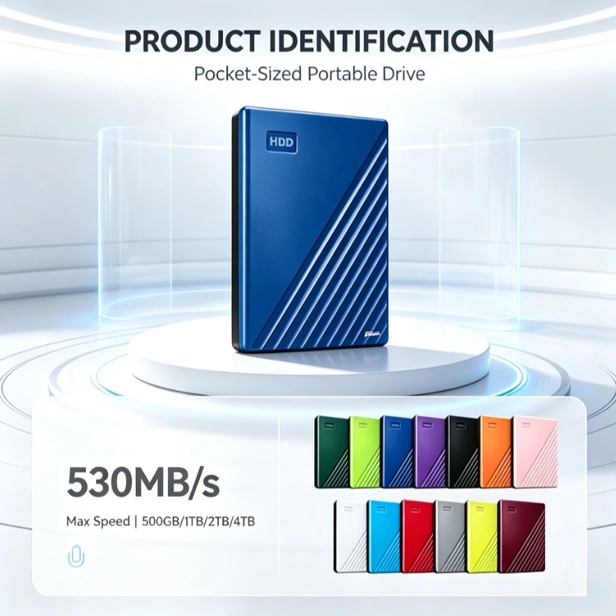 Original Portable External Gray/Dark Blue/Lime Green Hard Drive USB 3.0 Encrypted Storage Disk 500GB-4TB High Speed for Laptop