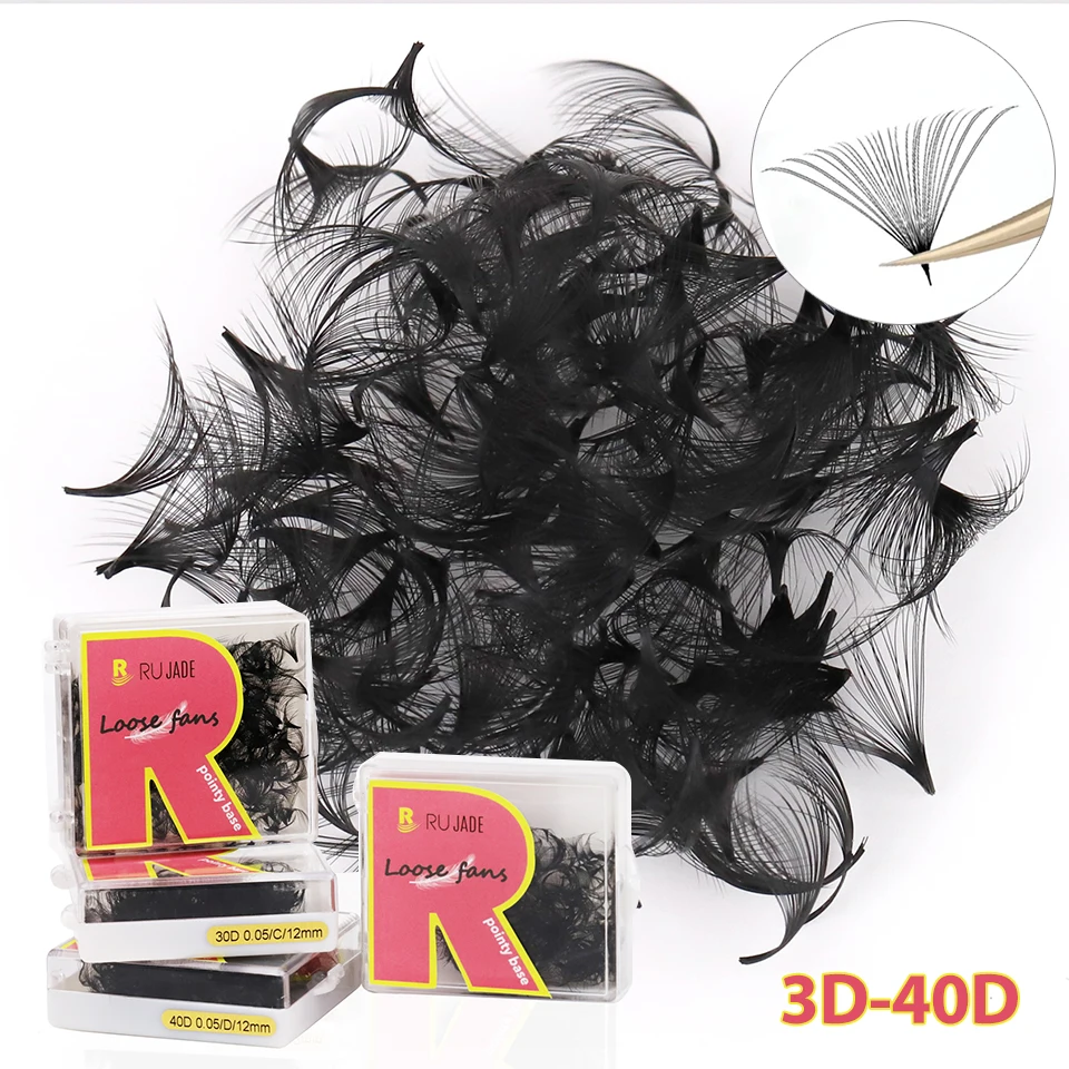 

RUJADE 3D-40D Cluster Loose Fans Lash Sharp Thin Russia Volume Eyelash 7-15mm Pointy Base Medium Stem Premade Eyelash Extensions