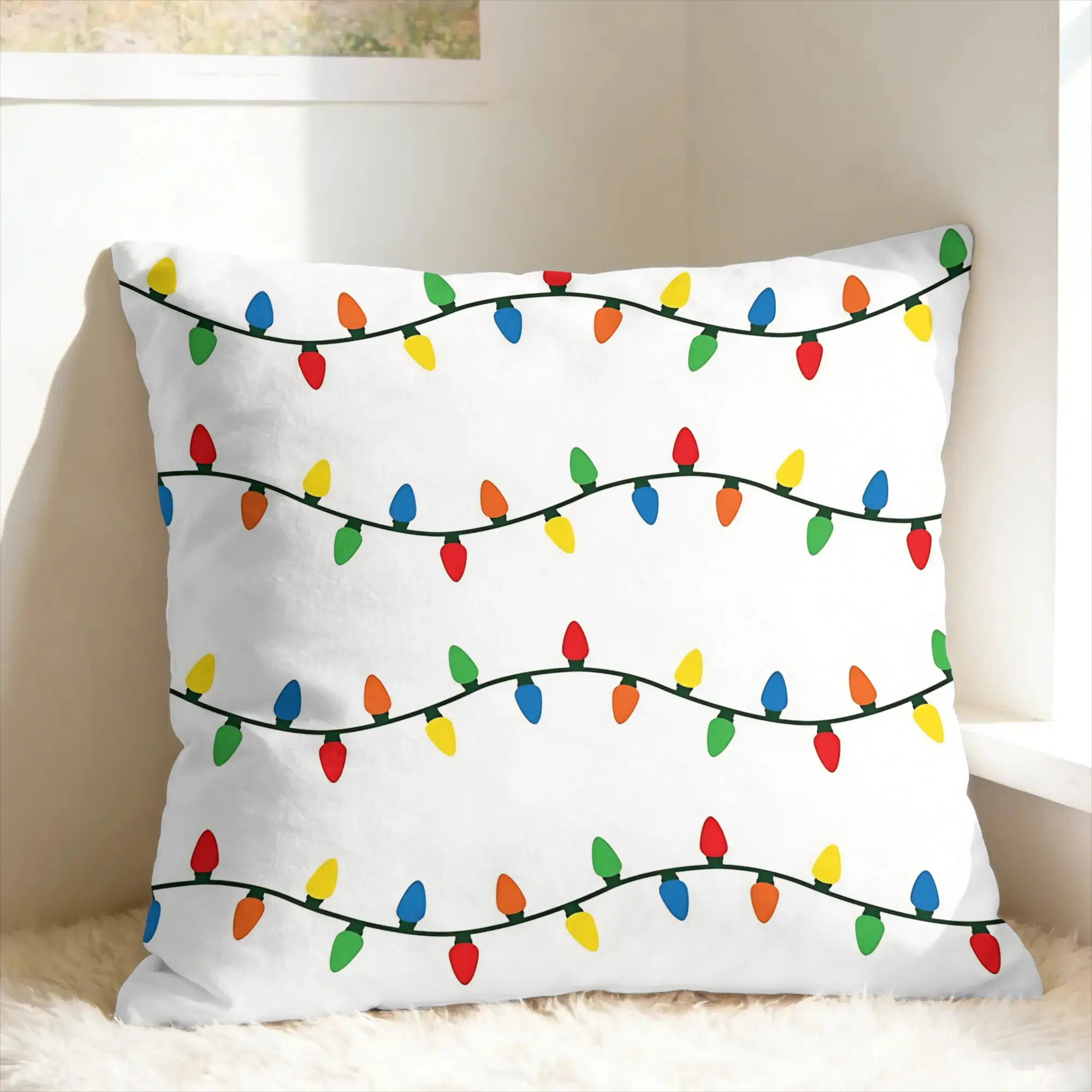 Twinkling Christmas Lights Pillowcases  Novelty Pillow Case For Sofa Car Home Decor Soft Pillow Cover