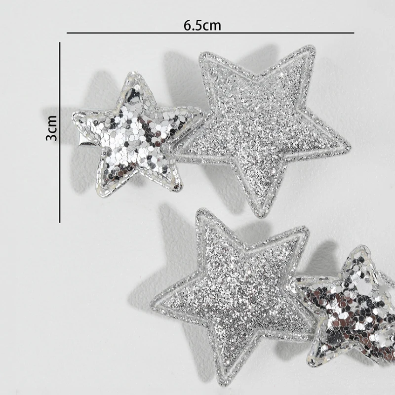 Oaoleer 2Pcs/lot Cute Silver Star Hair Clip For Kids Girls Pink Glitter Hair Pins Barrettes Child Headwear Hair Accessories Gift