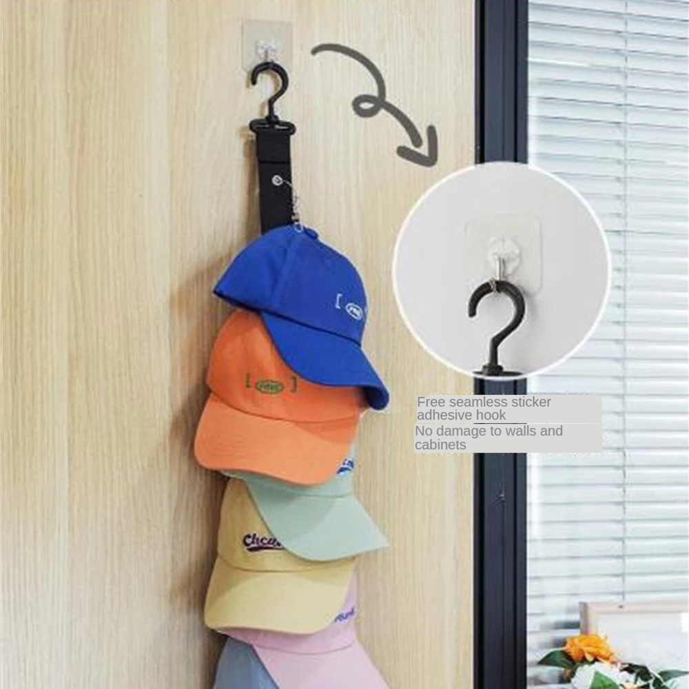 Storage Hook Free Punch 360 Degree Rotating Hook Black 8 Clip Household Gadgets Hat Storage Rack Vertical Storage