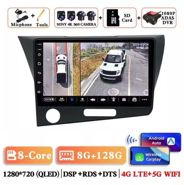 Android 16 autoradio voor Honda CRZ lhd 2010 - 2016, BT stereo, geen 2din video, draadloze Carplay, Auto ADAS, multimedia, 4G speler, DSP