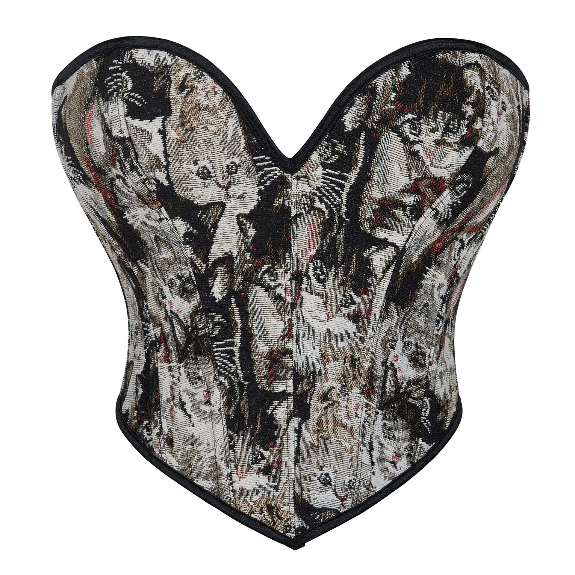 Heart Shaped Bra Corset Body Shapers Women Vintage Underbust Corset Top Fajas Printed Sexy Partywear Fashion Streetwear tube top