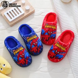 BEAST KINGDOM nadruk kreskówkowy Spiderman bawełniane kapcie buty dziecięce moda ciepło jesienno-zimowy kryty pantofel dziecięcy prezent