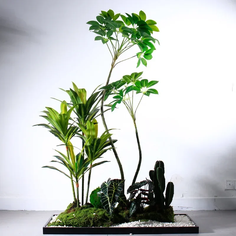 Indoor high imitation real plants fake green plants landscape floor-to-ceiling stairs landscaping beauty salon living room