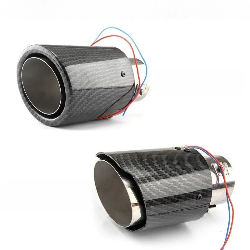Universal Car LED Exhaust Muffler Tip Pipe Straight Car Red/Blue Light Exhaust Pipe Tail Throat Automobiles Modified Accessories