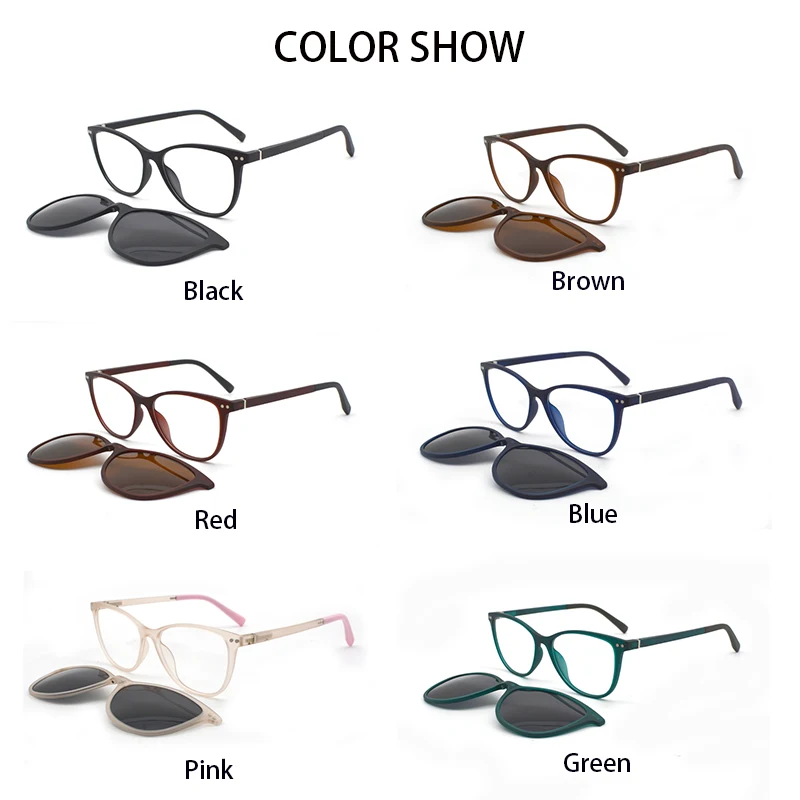 KANDREA Retro Cat Eye Clip On Sunglasses Frame  Women Fashion Polarized Eyeglasses Men Optical Prescription Glasses C8010