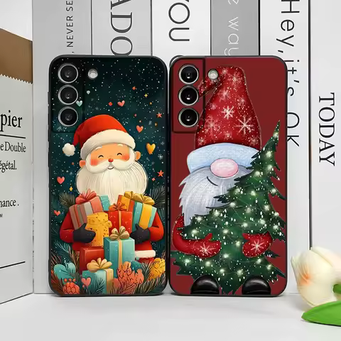 Merry Christmas Tree Santa Claus Pattern Phone Case For Samsung Galaxy S25 S24 S23 S22 S21 S20 Plus Ultra FE A73 A72 A71 Covers
