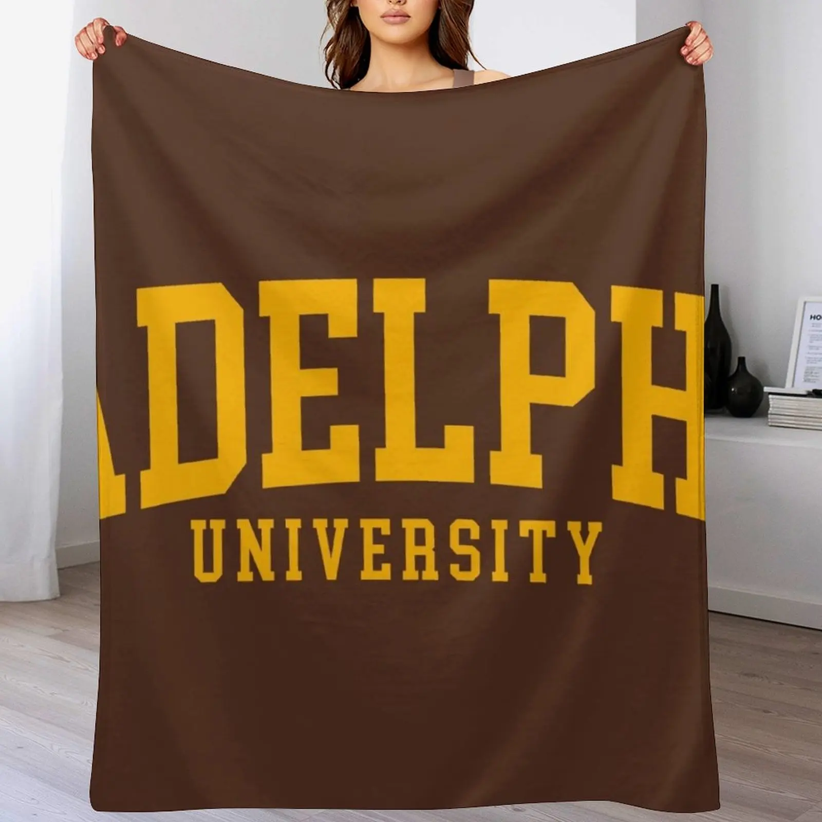 

adelphi university - college font curved Throw Blanket funny gift christmas gifts Beautifuls Hair Blankets