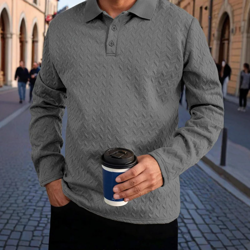 Europe and America ins Spring and AutumnPOLOMen's Casual Sports Polo Shirt with Ribbed