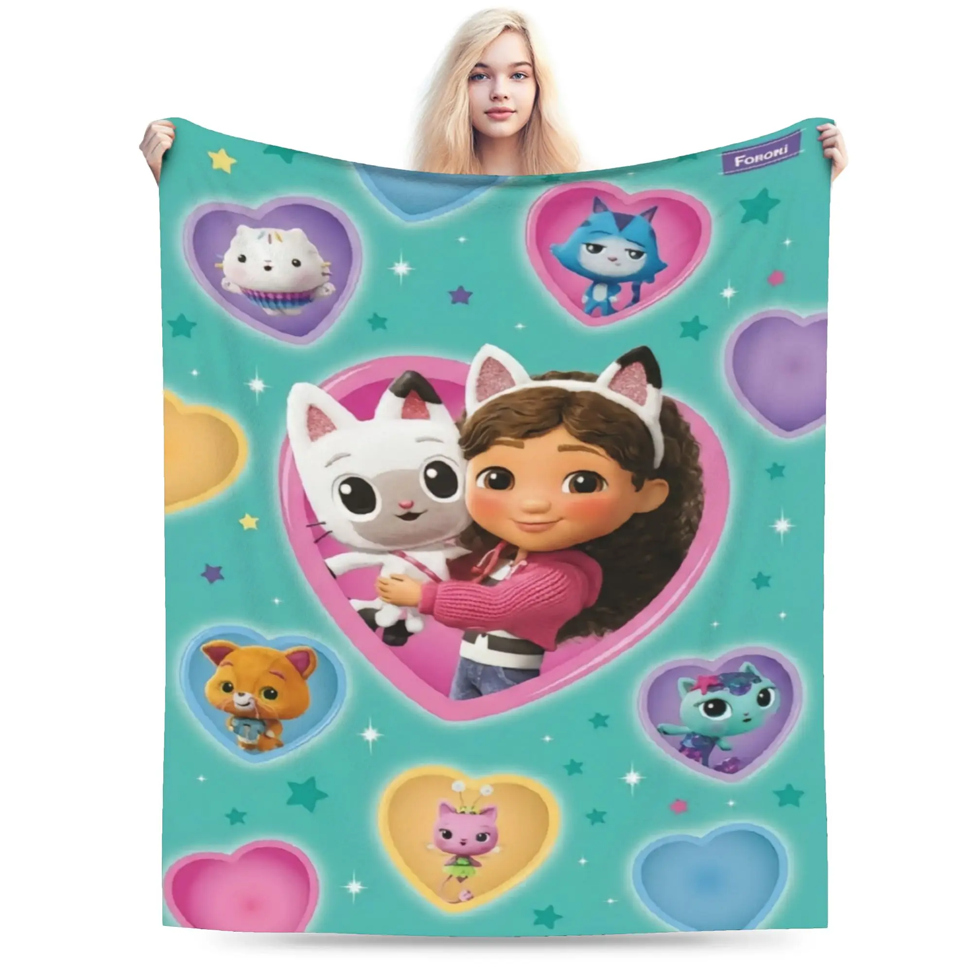 Gabbysed dollhouses Flannel Blanket Winter  Warm Throw Blanket for Students Couch Chair Funny Bedspread Sofa Bed Cover