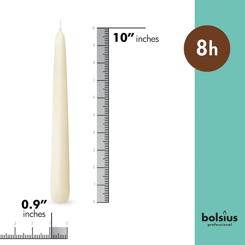 Ivory Taper Candles - Bulk Case of 4 Packs = Total 120 Candles - 8 Hours  Premium European Quality  Consistent Smokeless Flame